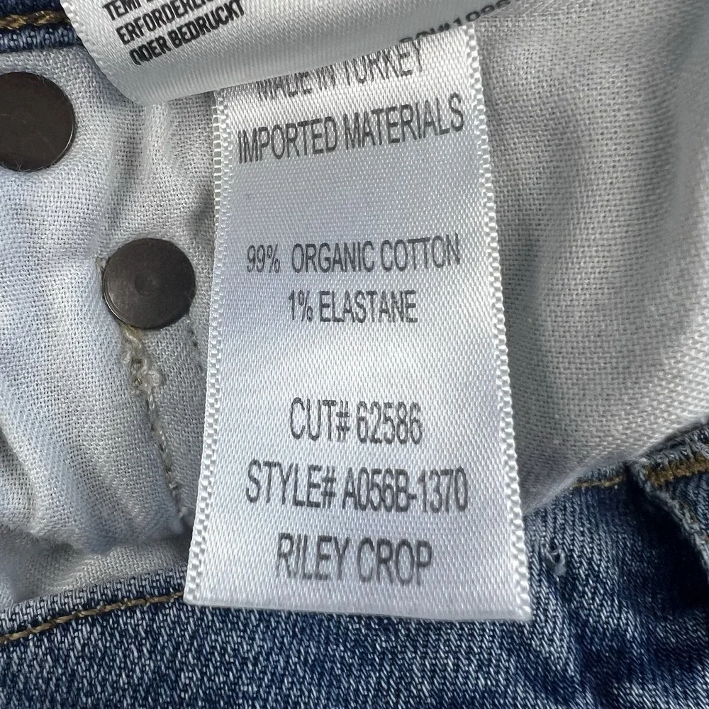 AGOLDE Riley Jeans Womens Size 26x26 High Rise Slim Straight Crop Blue Frequency
